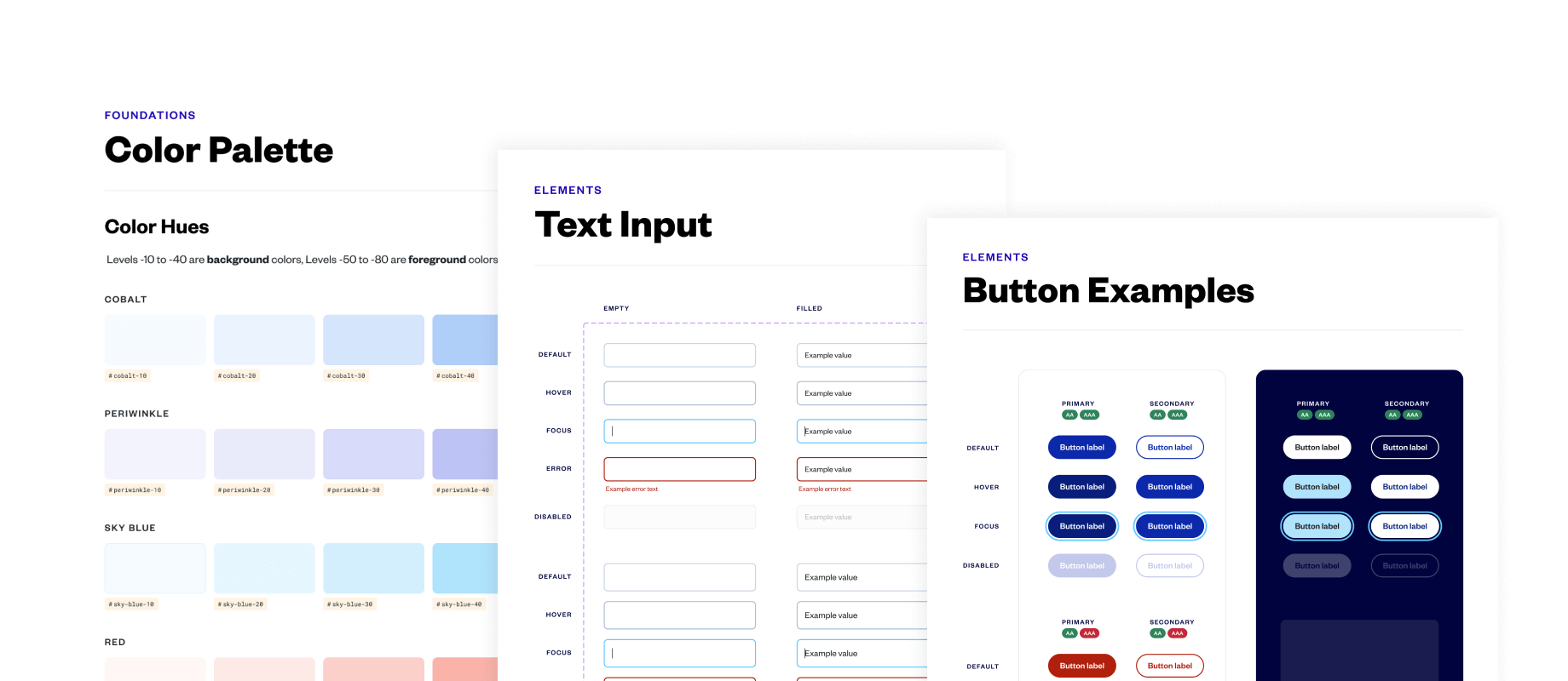 Examples of the text input and button elements from the Bubble design system